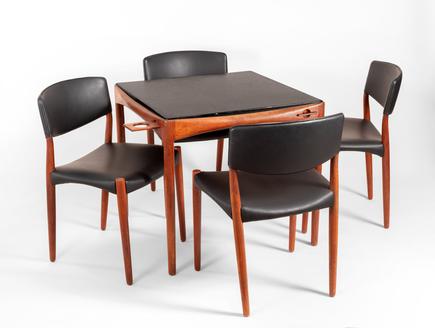 Aksel Bender Madsen  and Ejner Larsen  for Willy Beck  Game Table and Chairs 1