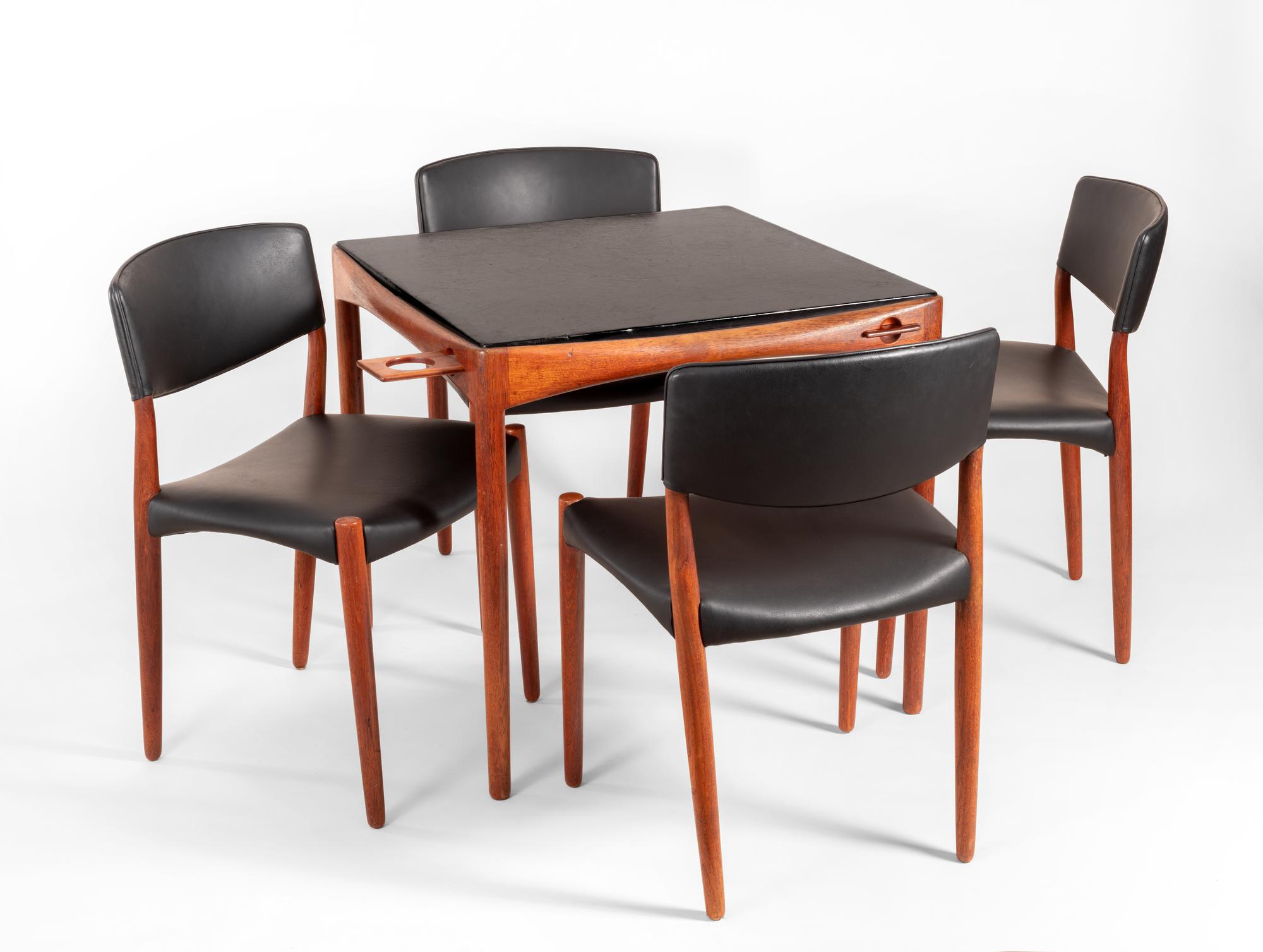 Aksel Bender Madsen  and Ejner Larsen  for Willy Beck  Game Table and Chairs 1