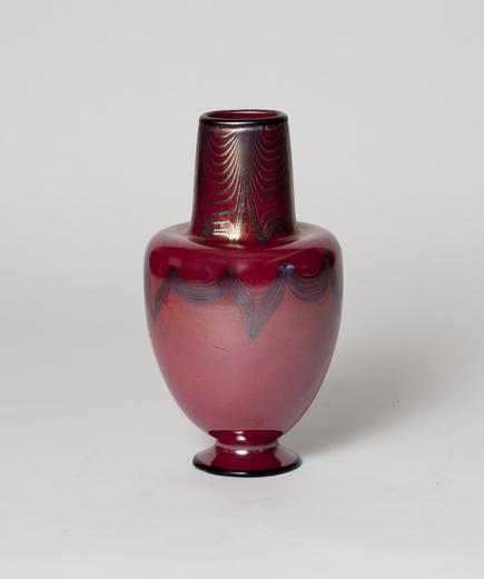 Tiffany Favrile Glass  Decorated Red Vase 1