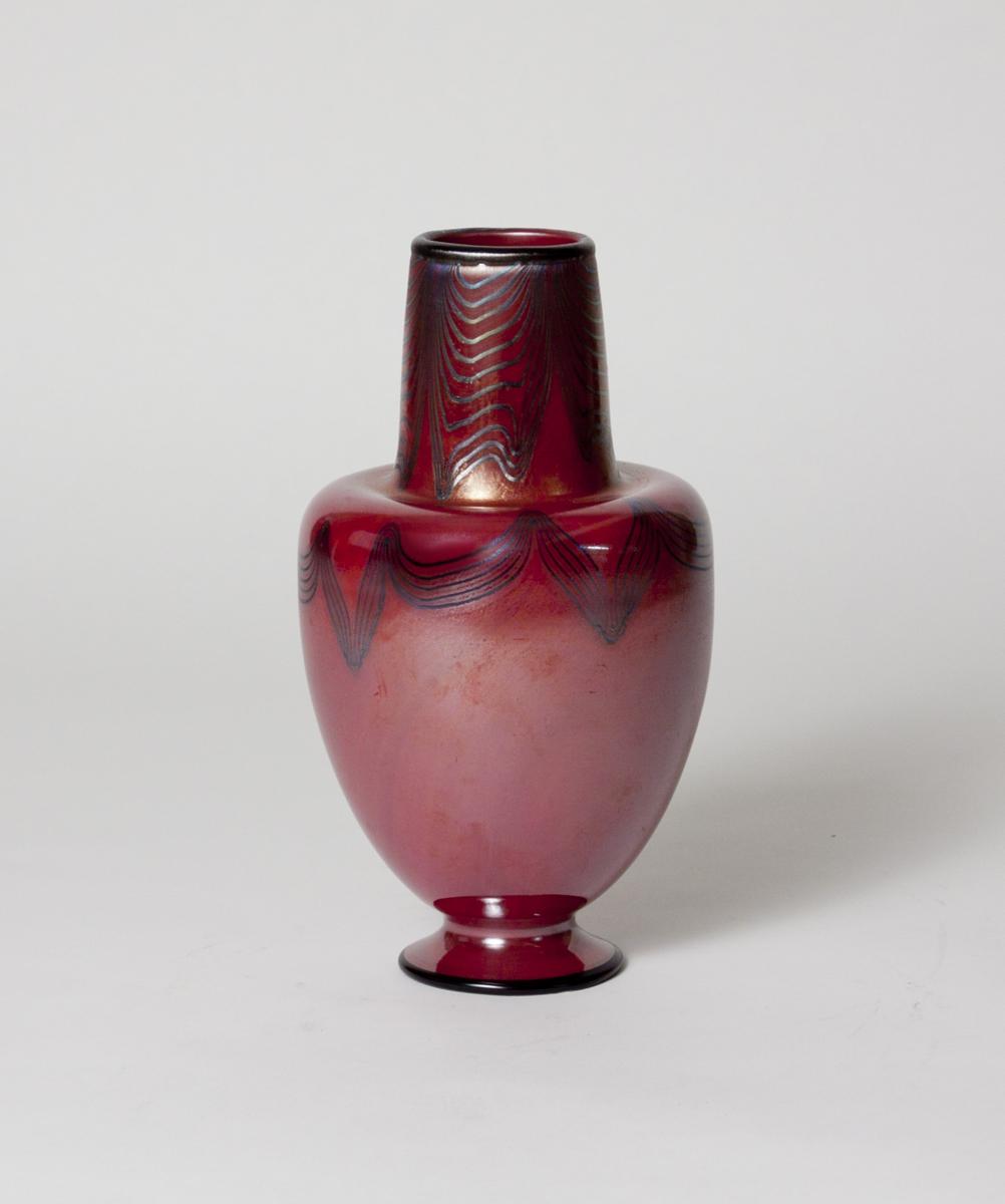 Tiffany Favrile Glass  Decorated Red Vase 2