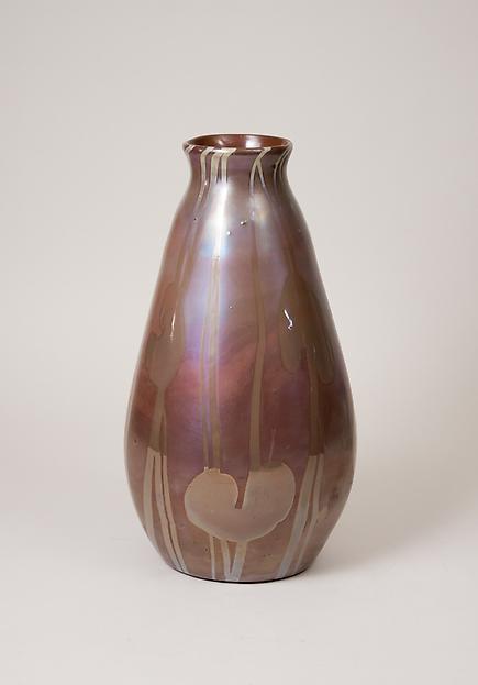 Tiffany Favrile Glass  Monumental Vase with Lily Pad Decoration 1