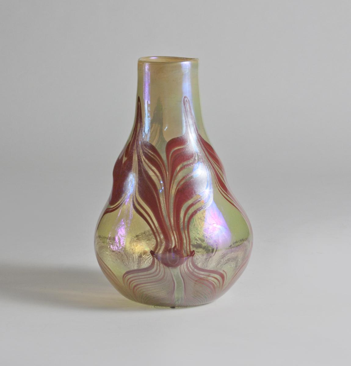 Tiffany Favrile Glass  Early Decorated Vase 1