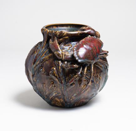 Pierre-Adrien Dalpayrat Vase with Applied Crab and Seaweed 1