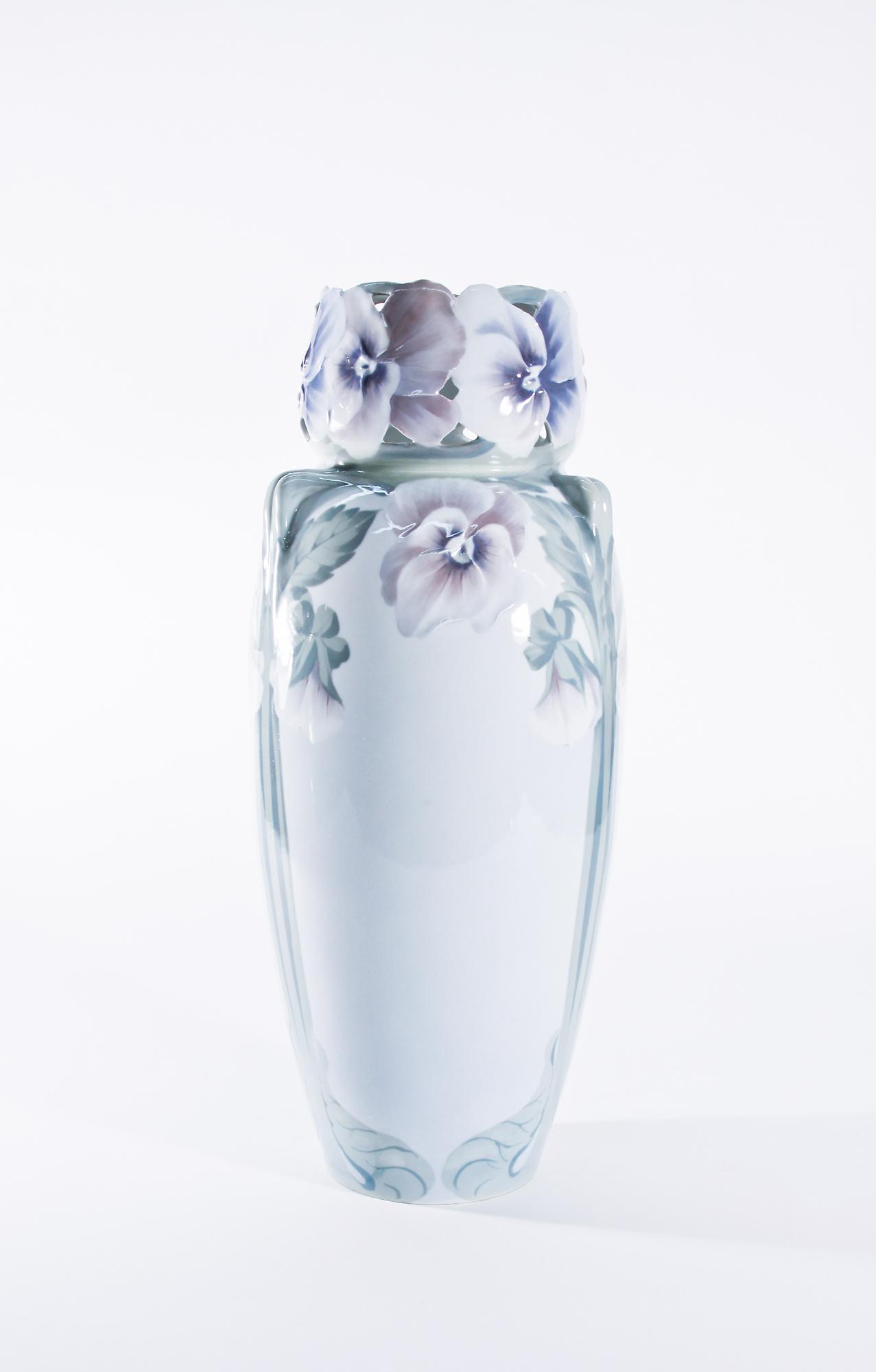 Rorstrand  Monumental Vase Modeled with Pansies 2