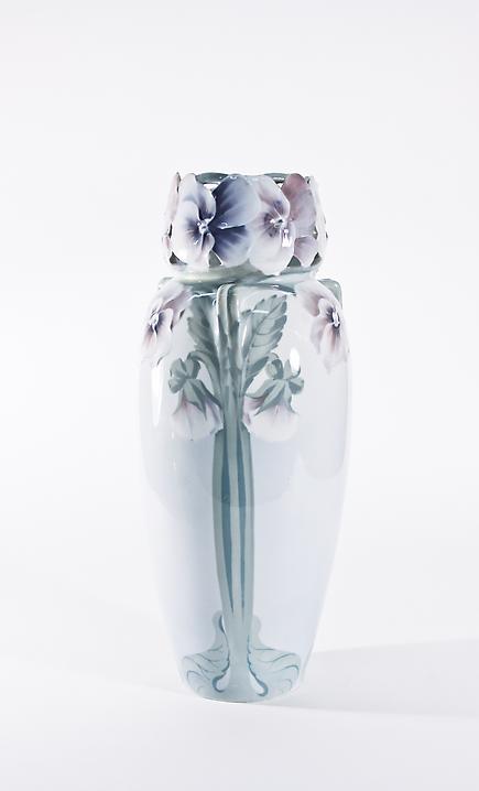 Rorstrand  Monumental Vase Modeled with Pansies 3